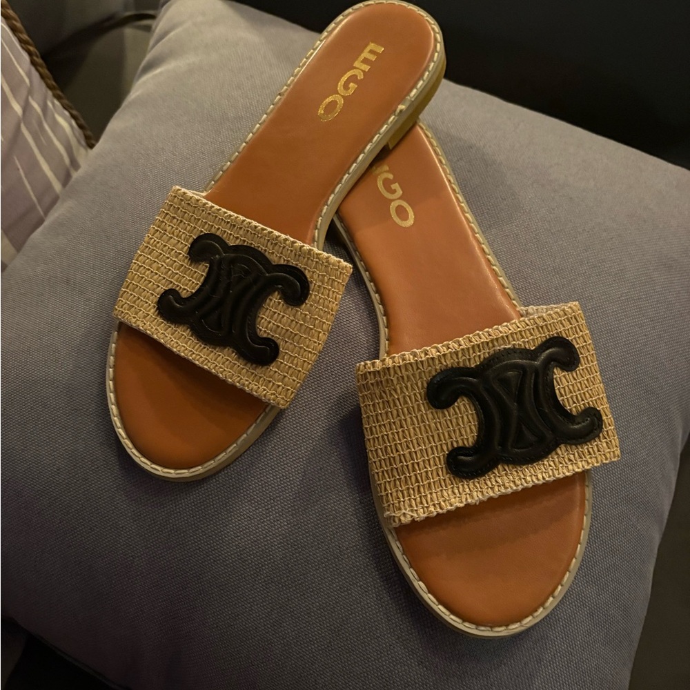 Woven Tan and Black Sandals EGO